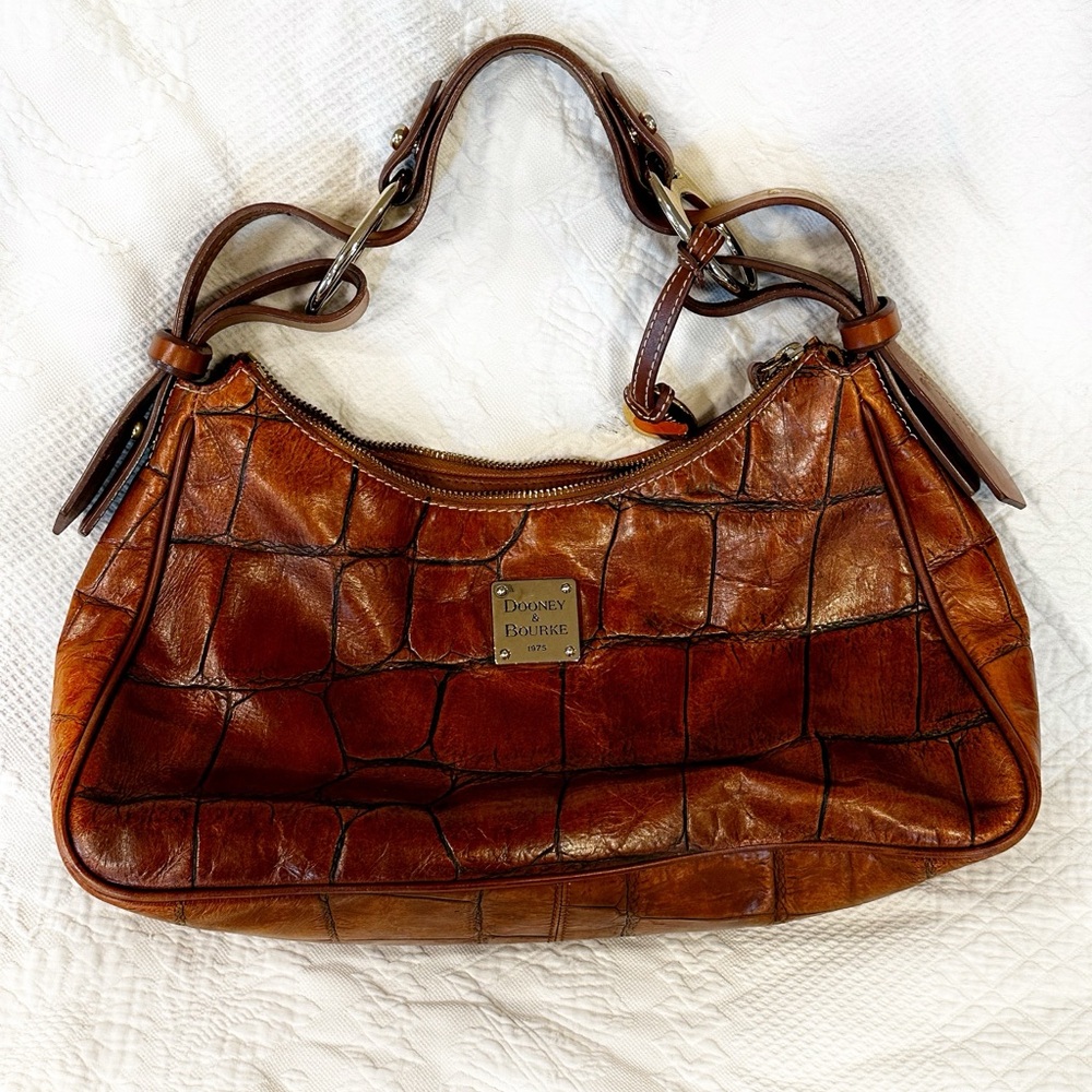 Dooney and Bourke Brown Alligator Pattern Leather Bag